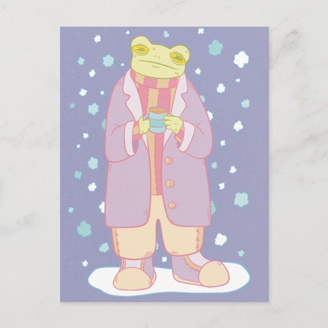 Cosy Winter Frog Postcard (Front)