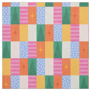Cosy Winter Holiday Geometric Patchwork. Fabric