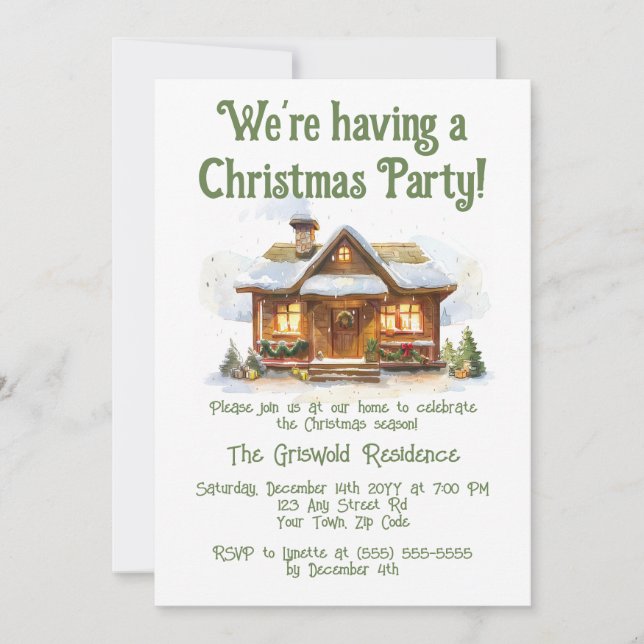 Cosy Winter Home Christmas Invitation (Front)