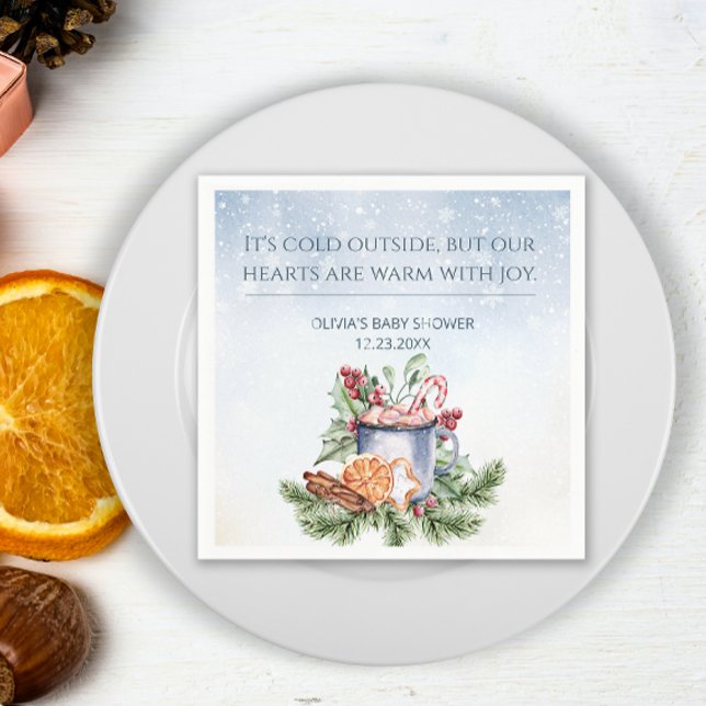 Cosy Winter Hot Cocoa Snowly Baby Shower Napkin (Creator Uploaded)