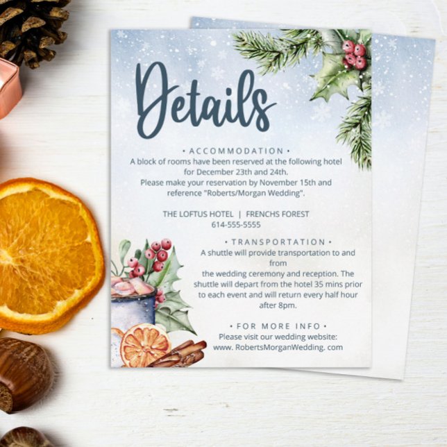 Cosy Winter Hot Cocoa Snowly Wedding Details Enclosure Card (Creator Uploaded)