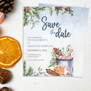 Cosy Winter Hot Cocoa Snowly Wedding Save The Date