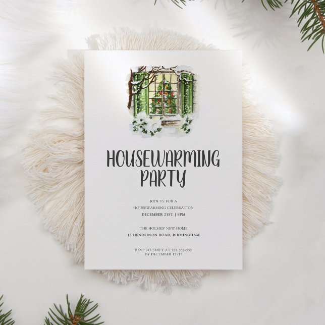 Cosy Winter Landscape Holiday Housewarming Party Invitation (Creator Uploaded)