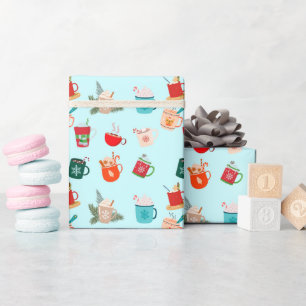 Cosy winter latte hot chocolate festive cocoa   wrapping paper
