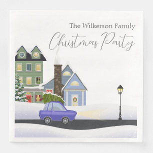 Cosy Winter Night Village Christmas Party Napkin