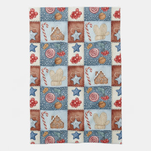 Cosy Winter Patchwork Christmas Tea Towel