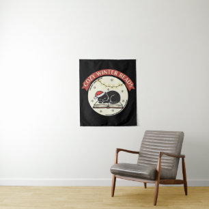 Cosy Winter Reads Cute Christmas Cat Book Lover Tapestry
