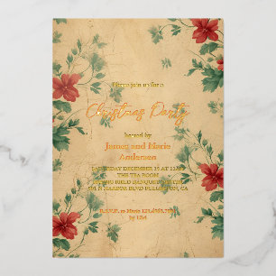 Cosy Winter Red Green Floral Christmas Party