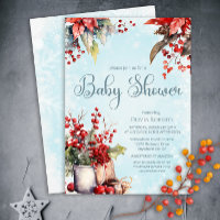 Cosy Winter Rowan berry bouquet Baby Shower