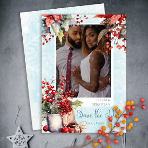 Cosy Winter Rowan berry bouquet Photo Wedding Save The Date