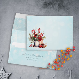Cosy Winter Rowan berry bouquet Wedding Envelope