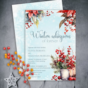 Cosy Winter Rowan berry bouquet Wedding Invitation