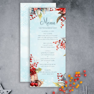 Cosy Winter Rowan berry bouquet Wedding Menu