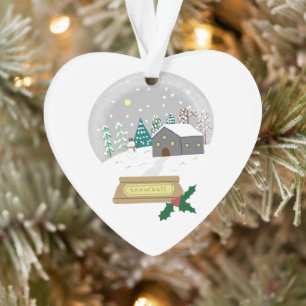 Cosy Winter Snow Globe Christmas House Holiday Gif Ornament