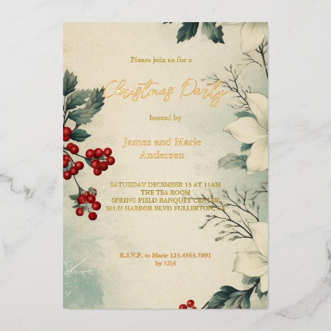 Cosy Winter Snow Greenery Christmas Party (Front)