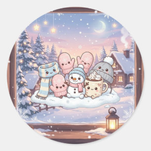 Cosy Winter Snowman Friends Sticker