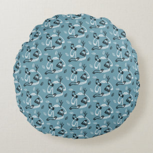 Cosy Winter Sweaters & Beanies Teal Blue Pattern Round Cushion