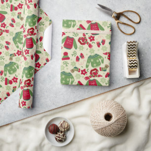 Cosy Winter Sweaters, Hats, Scarves and Mittens Wrapping Paper