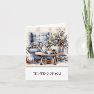 Cosy Winter Thinking of You Card   Customisable