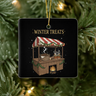 Cosy Winter Treats Christmas Market Stall  Ceramic Ornament