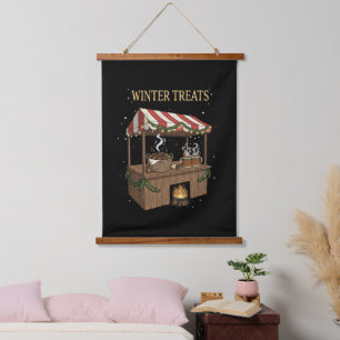 Cosy Winter Treats Christmas Market Stall  Hanging Tapestry