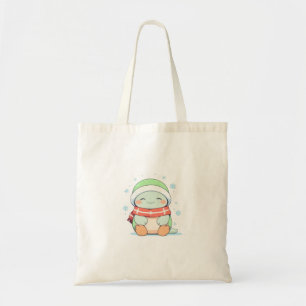 Cosy Winter Turtle with Scarf Kawaii Design Tote Bag