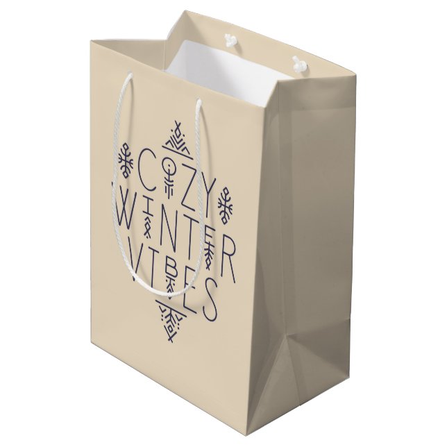Cosy Winter Vibes Design Medium Gift Bag (Back Angled)