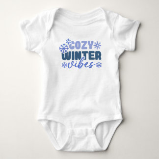 Cosy Winter Vibes - Snowflake Typography Baby Bodysuit