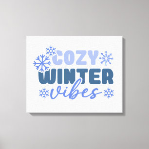 Cosy Winter Vibes - Snowflake Typography Canvas Print