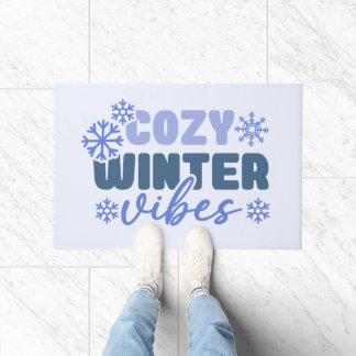 Cosy Winter Vibes - Snowflake Typography Doormat