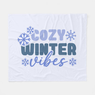Cosy Winter Vibes - Snowflake Typography Fleece Blanket