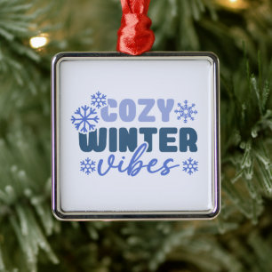 Cosy Winter Vibes - Snowflake Typography Metal Tree Decoration