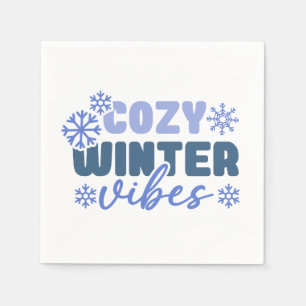Cosy Winter Vibes - Snowflake Typography Napkin