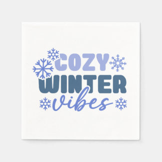 Cosy Winter Vibes - Snowflake Typography Napkin