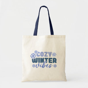 Cosy Winter Vibes - Snowflake Typography Tote Bag