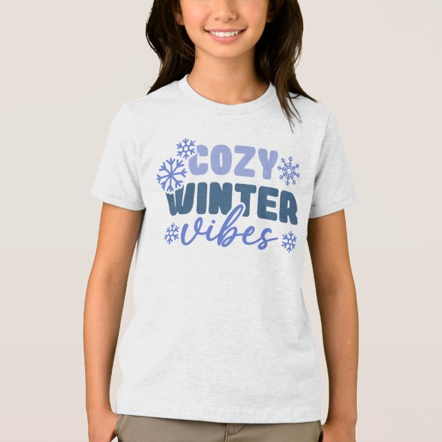 Cosy Winter Vibes - Snowflake Typography Tri-Blend Shirt (Front)