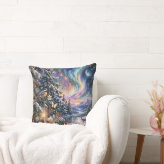 Cosy Winter Vibes Throw Pillow With Custom names