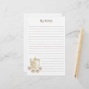 cosy winter vibes, watercolor candle,lined holiday stationery