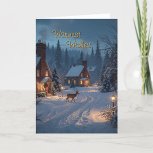 Cosy Winter Village Christmas Greeting Card