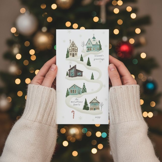 Cosy Winter Village Family Christmas Holiday Card (Creator Uploaded)