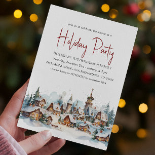 Cosy Winter Village Holiday Party Invitat Invitation