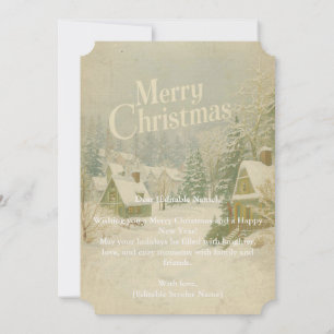 Cosy Winter Village Merry Christmas Card - 5x7