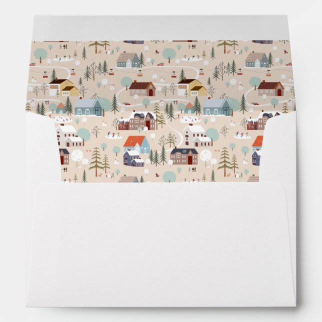 Cosy Winter Village Scene Pattern Envelope (Back (Bottom))