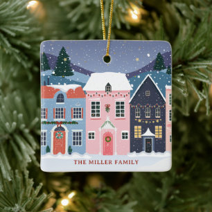 Cosy Winter Village Snowy Houses Ornament