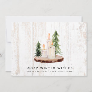 Cosy Winter Wishes Weathered Wood Country Holiday Card