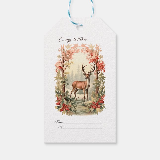 Cosy Wishes Deer Gift Tags (Back)