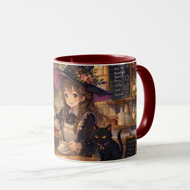 Cosy Witch Tea Time Cat Accent Mug (Front Right)