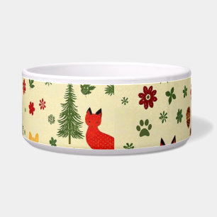 Cosy Woodland Christmas Cat Bowl – Rustic Animals