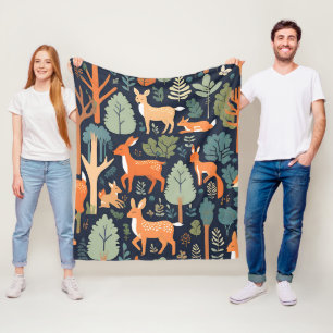 Cosy Woodland Friends Fleece Blanket