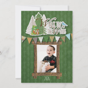 Cosy Woodland Holiday Card Green Ornamental